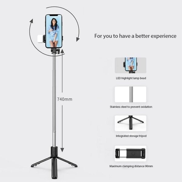 Perche À Selfie Bluetooth Avec Trépied Extensible – Image 6