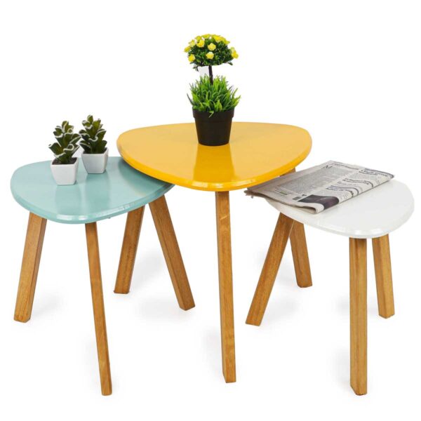 "Série De 3 Tables Basses En Bois Laqué "