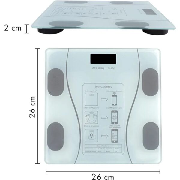 Pèse Personnes Smart Impédance Mètre Bluetooth Blanc – Image 6