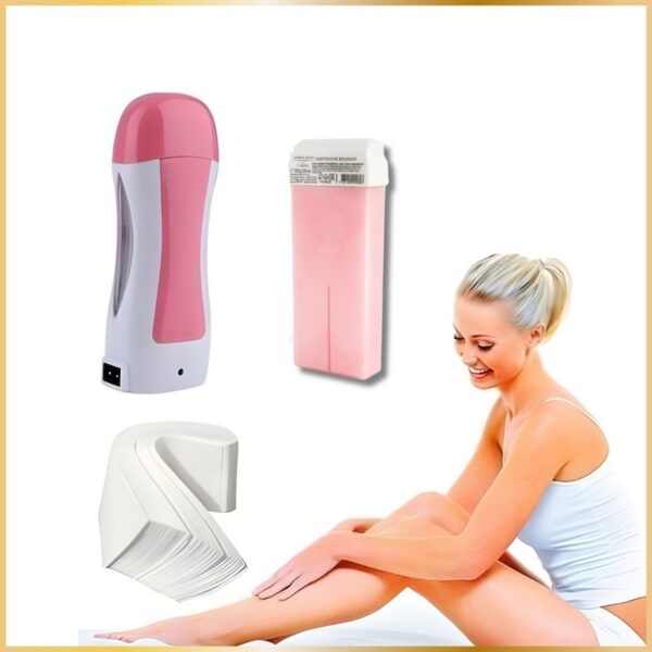 Kit Épilation Cire Rose Chauffe-Cire Électrique & Cartouche Roll Bright & Bandes – Image 5