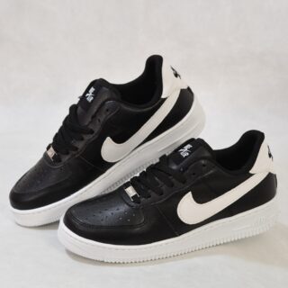 "Basket Air Force 1 Cuir Synthétique Noir Et Blanc "