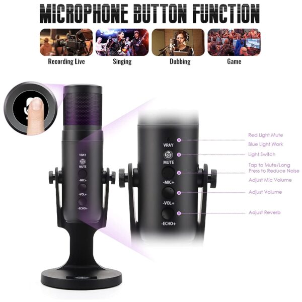 "Microphone À Condensateur USB Jmary MC-PW9 RGB " – Image 3
