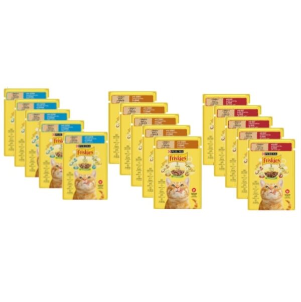 "Pack 15 Pochons Friskies : 5 Bœuf & 5 Saumon & 5 Poulet "