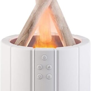 "Diffuseur D’Huiles Essentielles Effet Flamme Bois Blanc 250 Ml "