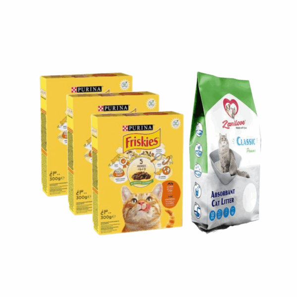 3 Paquets Friskies Junior Au Poulet & Litière Zanilove Pomme