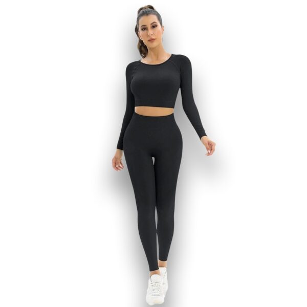 "Tenue De Sport Femme T-Shirt De Sport Court & Legging En Noir "