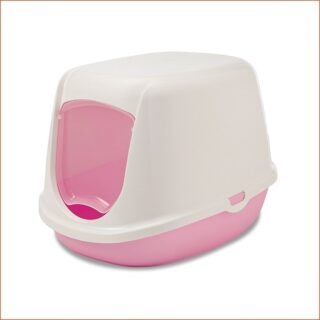 "Maison De Toilette Rose Doux Blanc Pour Litière Chats "