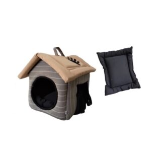 Niche Avec Coussin Pour Chat Et Chiot Beige Et Gris