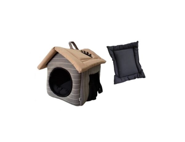 Niche Avec Coussin Pour Chat Et Chiot Beige Et Gris