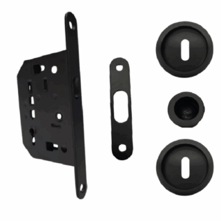 "Kit Serrure Porte Coulissante SC6150Kr Noir Petit Trou Rond Stap "