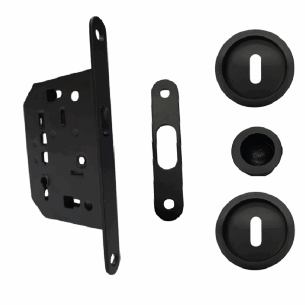 "Kit Serrure Porte Coulissante SC6150Kr Noir Petit Trou Rond Stap "