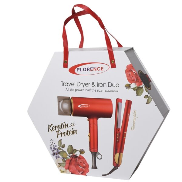 Coffret Sèche Cheveux & Lisseur Florence Rouge – Image 2