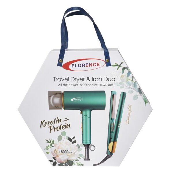 Coffret Sèche Cheveux & Lisseur Florence Vert – Image 2