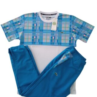 "Ensemble Pull & Pantalon Bleu Avec Logo Rose "